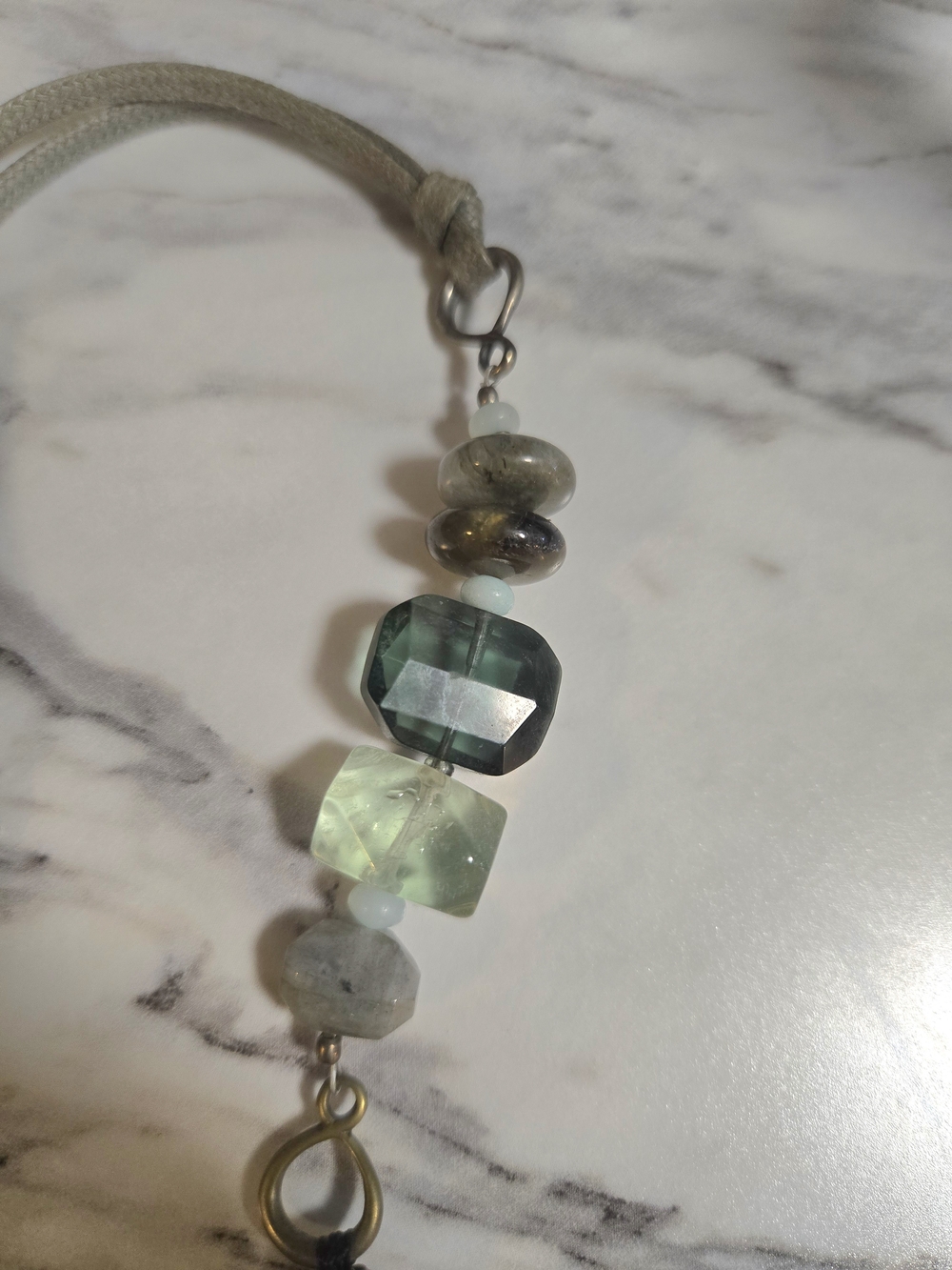 Silpada 925 Sterling Silver & Brass Stone And Beaded Necklace - Picture 3 of 5